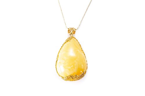 OOAK Gold-Plated Yellow Amber Egg Pendant