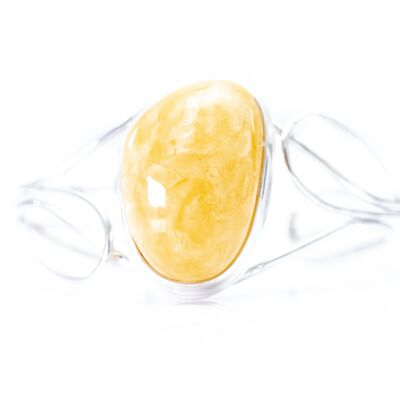 Brazalete tipo brazalete en espiral OOAK con ámbar amarillo caramelo