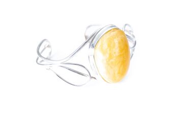 OOAK Swirl Cuff Bangle avec Butterscotch Yellow Amber 4