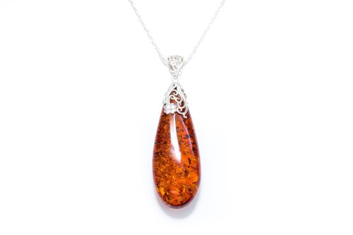 OOAK Cognac Amber Large Drop Pendant