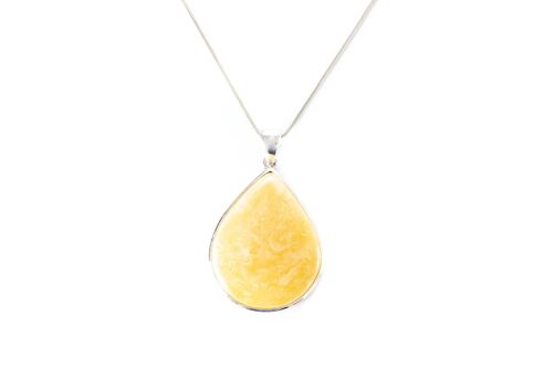 Marbled Yellow Amber Pear Pendant
