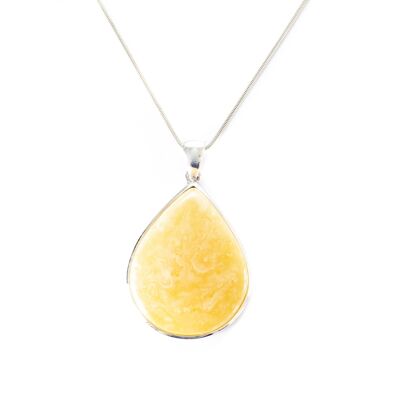 Marbled Yellow Amber Pear Pendant