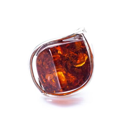 Faceted Cognac Amber Statement Ring