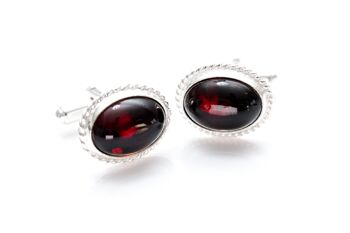 Boutons de manchette en ambre rouge Quintessence Statement 4