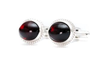 Boutons de manchette en ambre rouge Quintessence Statement 7