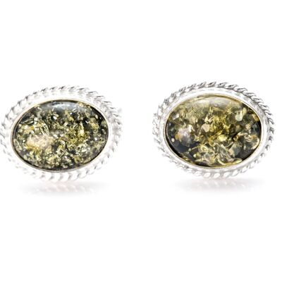 Boutons de manchette en ambre vert Quintessence Statement