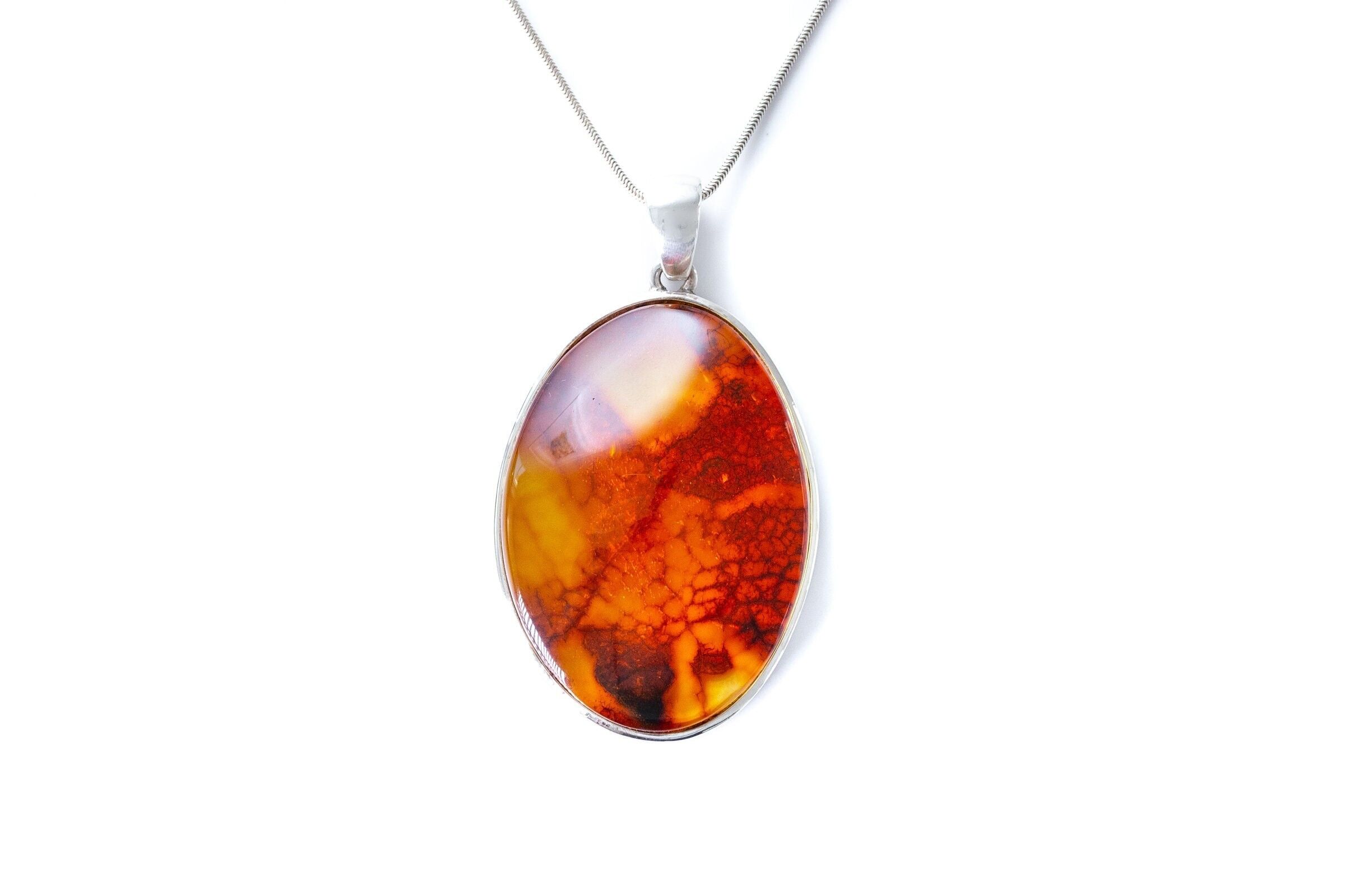 Colgante de ámbar con textura de panal OOAK