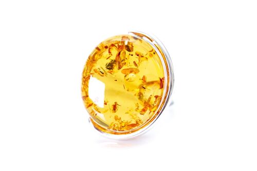 Handmade Round Honey Amber Ring