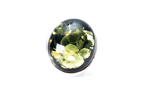 Handmade Bulbous Green Amber Ring