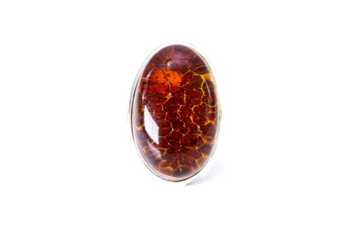 Dark Honeycomb Lava Amber Ring