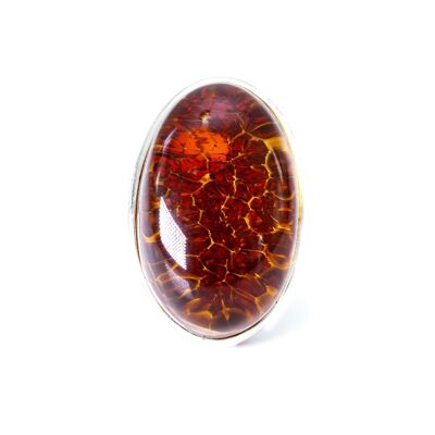 Dark Honeycomb Lava Amber Ring