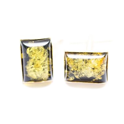 Rectangle Green Amber Cufflinks