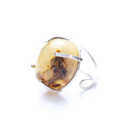 Natural RAW Amber Prong Ring