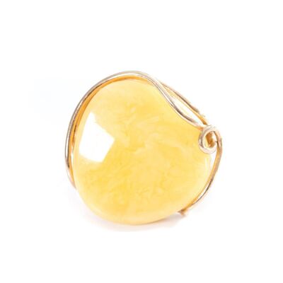 Bague surdimensionnée en ambre jaune plaqué or