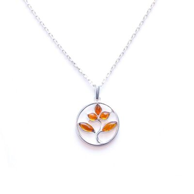 Amber Tree Charm Pendant, Minimal Amber Necklace