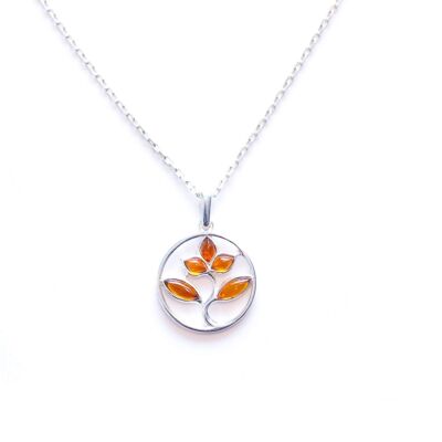 Amber Tree Charm Pendant, Minimal Amber Necklace