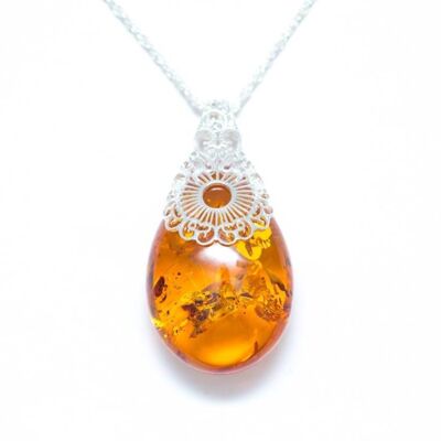 Art Nouveau Pear Drop Amber Pendant