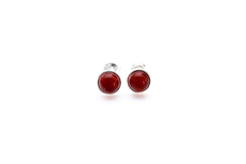 ESSENTIALS Mini Cherry Red Amber Stud Earrings