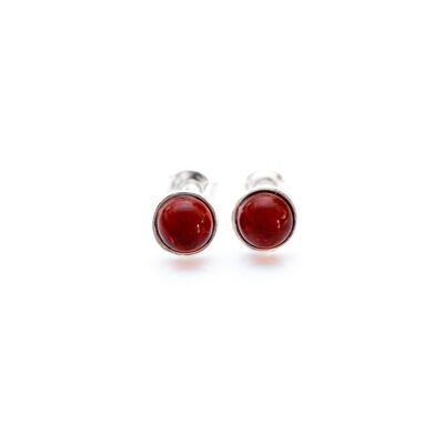 ESSENTIALS Mini Cherry Red Amber Stud Earrings