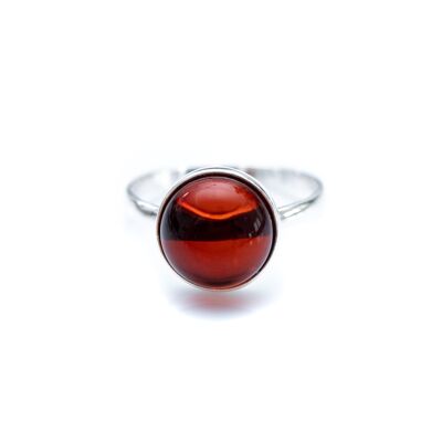 ESSENTIALS Cherry Red Amber Solitaire Ring