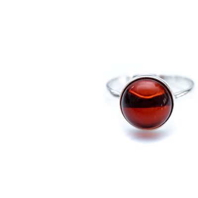 ESSENTIALS Cherry Red Amber Solitaire Ring