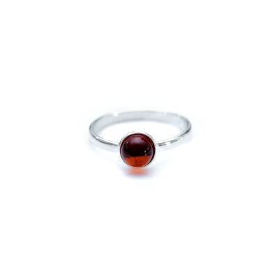 Mini bague empilable en ambre rouge cerise ESSENTIALS