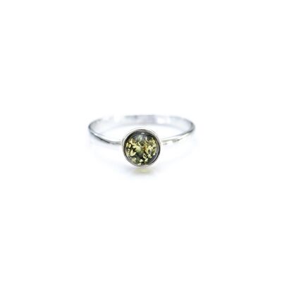ESSENTIALS Mini anello impilabile con ambra verde