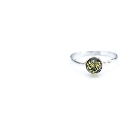 ESSENTIALS Mini anello impilabile con ambra verde