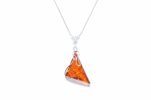 Geometric Triangle Amber Statement Pendant