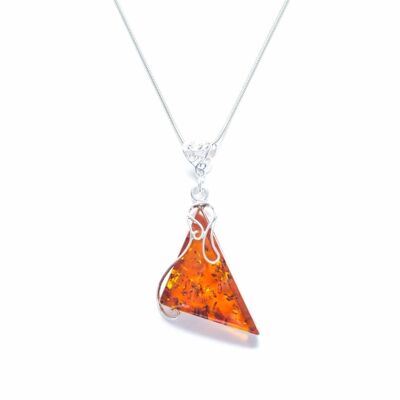 Geometric Triangle Amber Statement Pendant