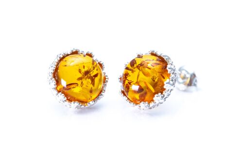 Princess Crown Amber Stud Earrings