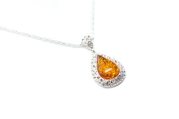 Pendentif en forme de larme d'ambre en filigrane 3