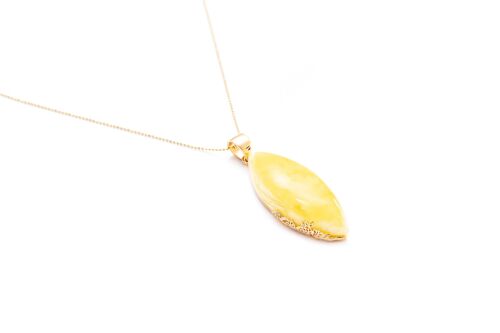 OOAK Unique Gold Plated Butterscotch Amber Necklace