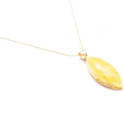 OOAK Unique Gold Plated Butterscotch Amber Necklace