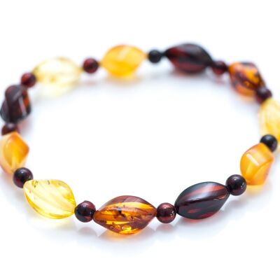 Bracelet élégant en perles d'ambre à facettes multicolores