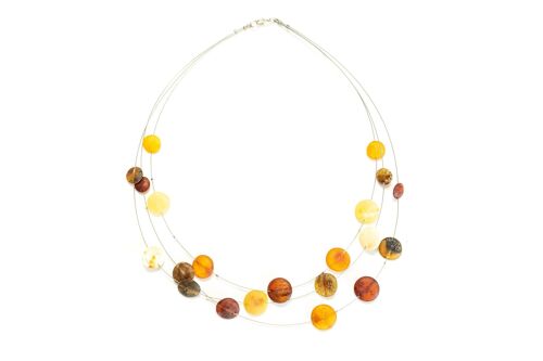 RAW Layered Amber Disc Bead Necklace