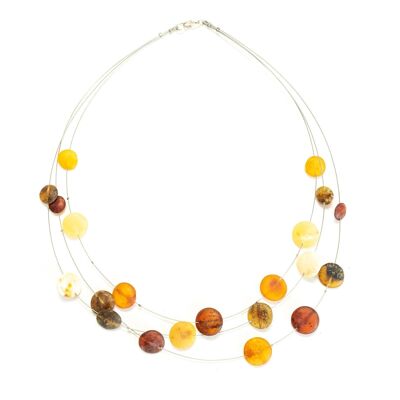 RAW Layered Amber Disc Bead Necklace