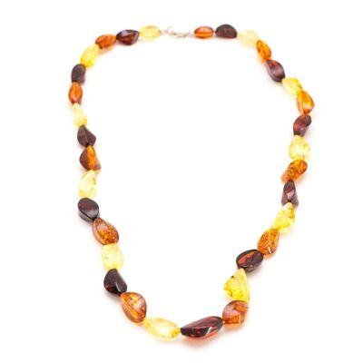 Herbstliche facettierte Perlen-Bernstein-Halskette