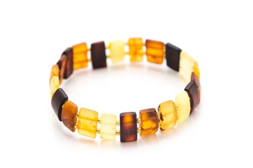 Unisex Amber Rectangular Bead Bracelet