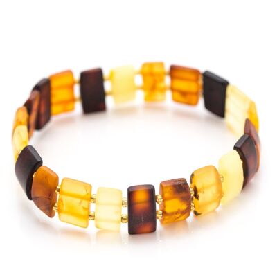 Bracelet unisexe en perles rectangulaires en ambre