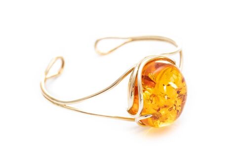 Handmade Minimal Gold Kissed Amber Bangle