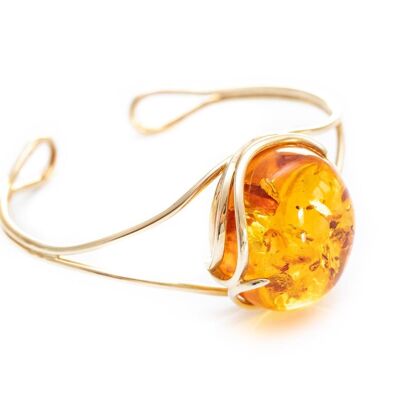 Handmade Minimal Gold Kissed Amber Bangle