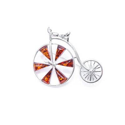 Broche Penny Farthing Détail Ambre