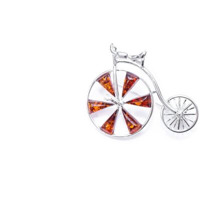 Broche Penny Farthing Détail Ambre