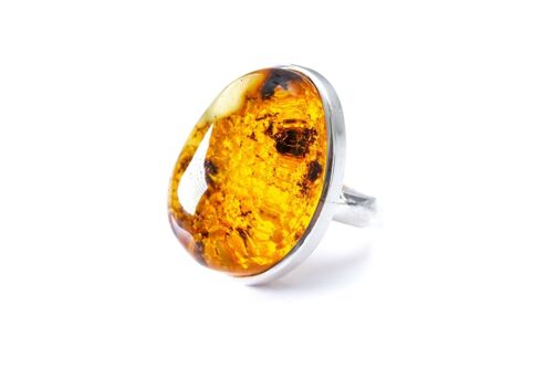 OOAK Oval Amber Lava Ring