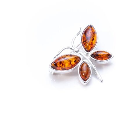Small Amber Butterfly Brooch