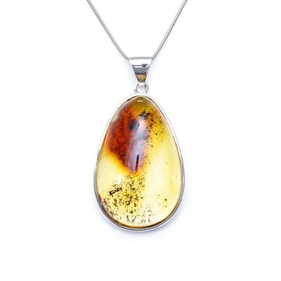 Pendentif en ambre jaune naturel OOAK avec inclusion