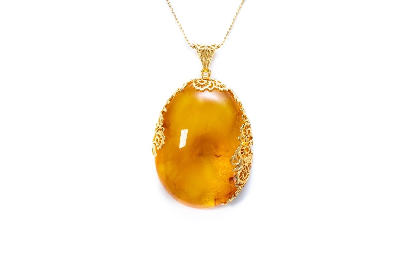 OOAK Luxe Gold Honey Cloud Amber Pendant