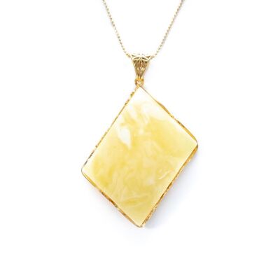 OOAK Exclusive Even Diamond Amber Pendant