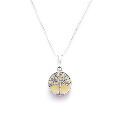 Mini Pendentif Arbre de Vie en Ambre Blanc